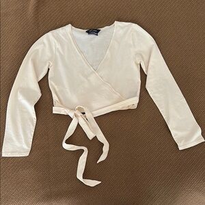 Ralph Lauren Cream Long Sleeve Wrap Blouse L (12/14)